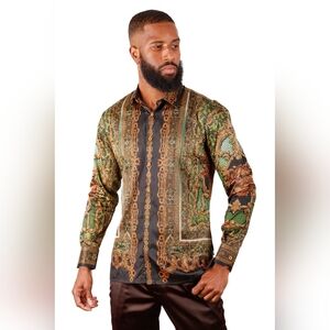 NWT Barabas Virago Stone Rhinestone Long Sleeve Shirt Size M